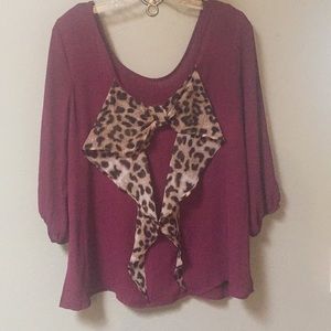 3/4 Sleeve Blouse w/ Bow Back Detail